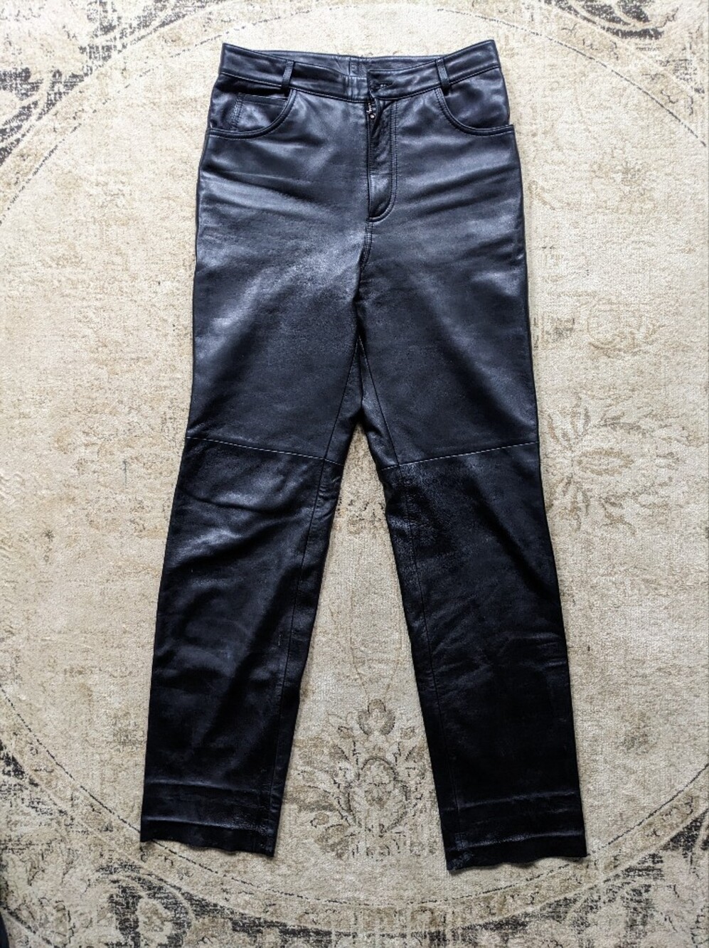 Michael Hoban North Beach Women's Vintage Black Lambskin Leather Pants Size 8